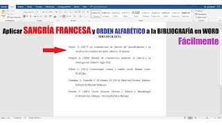 CÓMO APLICAR SANGRÍA FRANCESA Y ORDEN ALFABÉTICO A LA BIBLIOGRAFÍANORMAS APA [upl. by Panayiotis]