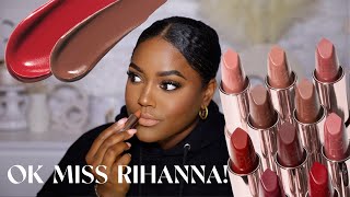 EVERY SHADE OF FENTY BEAUTY ICON LIPSTICKS SWATCHES  REVIEW ON DARK SKIN [upl. by Ykciv]