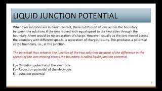 Electrochemistry BSc 2nd year liquid junction potential calculation [upl. by Manouch233]