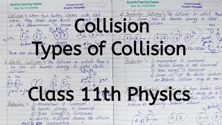 Collision  Types of Collision  Chapter 5  Work Energy and Power  Class 11 Physics [upl. by Clari]