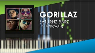 Saturnz Barz  Gorillaz Ft Popcaan  Synthesia Piano [upl. by Airtemad]