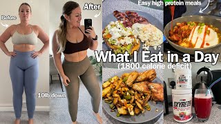 WHAT I EAT IN A DAY 1800 calorie deficit for weight loss  easy high protein meals [upl. by Eilra691]