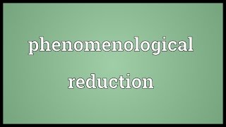 Phenomenological reduction Meaning [upl. by Bardo]