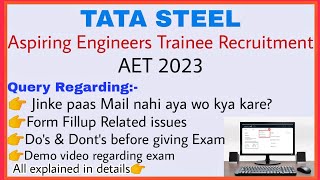 Tata Steel AEP 2023 Demo test  Know Dos amp Donts Before Giving Exam  Tata Steel AEP Exam 2023 [upl. by Romilda846]