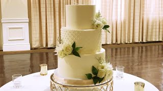 Simple White Wedding Cake 4  Cheater Swiss Dot Wedding Cake  Cake Decorating Tutorial [upl. by Mendive]