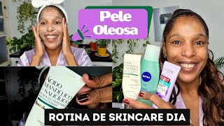 ROTINA DE SKINCARE DIA PARA PELE OLEOSA PROTETOR SOLAR DIFÍCIL DE ESPALHAR CLAREAR MANCHAS DE ACNE [upl. by Otrevlig]