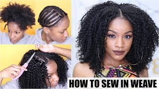 How To Natural Hair Sewin Weave Start to Finish [upl. by Leroj538]