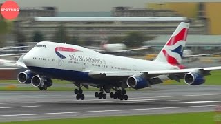 Amazing Plane Spotting at London Heathrow  45 mins w Stunning HD Heavies [upl. by Ahsats565]