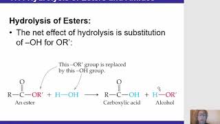 Chapter 17 CHM 152 021 Hydrolysis of Esters and Amides [upl. by Yrrag]