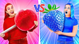 RED VS BLUE COLOR FOOD CHALLENGE  Last to Stop Eating Wins By 123 GO GENIUS [upl. by Anjali]