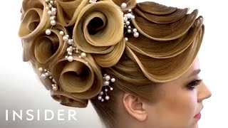 Hairstylist Does Unbelievable Designs With Hair [upl. by Tobit]