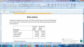 Ratio Analysis  Calculate Inventory Turnover Ratio Trade receivables Turnover Ratio [upl. by Phail]