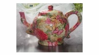 Ceramic Teapot Tutorial Decoupage Punch Studio Napkins [upl. by Assetnoc]