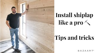 HOW TO INSTALL SHIPLAP WALL TIPS amp TRICKS [upl. by Sedecram]