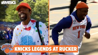 New York Knicks Legends Play at Rucker Park in Front of Packed Crowd  New York Knicks [upl. by Trixi223]