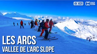 Les Arcs Ski Resort Vallee De LArc Slope  🇫🇷 France 4K HDR Ski Tour [upl. by Piegari]