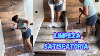 Limpeza satisfatória  ASMR limpando o chuveiro externo e a escada🫧🪣✨ [upl. by Loggia]