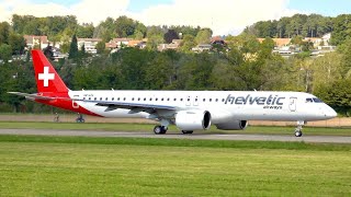 Helvetic Airways Embraer E195E2 TakeOff at Bern [upl. by Ynnaffit]