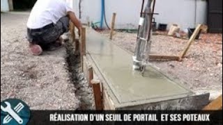 BricolageVlogs  Réalisation dun seuil de portail en béton et ses poteaux [upl. by Llednor373]