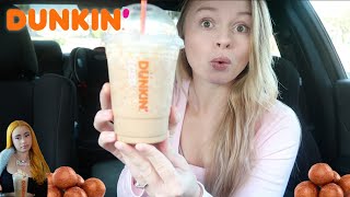 FINALLY trying DUNKIN DONUTS Ice Spice Munchkins drink [upl. by Naxela]