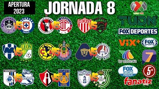 FECHAS HORARIOS Y CANALES PARA LA JORNADA 8 DE LA LIGA MX APERTURA 2023 [upl. by Kirtap384]