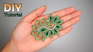 DIY  How to make Kanzashi Flower  Cara membuat bros pita satin  ribbon  Tutorial handmade [upl. by Anitteb]