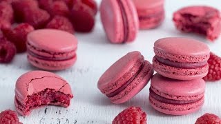 Raspberry Macarons  Italian Meringue Method [upl. by Llerdna]