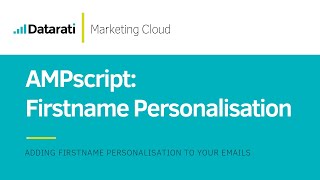 How to add Firstname Personalisation to emails in Salesforce Marketing Cloud [upl. by Lowis]