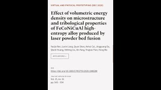 Effect of volumetric energy density on microstructure and tribological properties of   RTCLTV [upl. by Switzer]