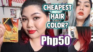 PINAKAMURANG HAIR COLOR MERRY SUN SHINING COLORED CELLOWAX REVIEW  Bing Castro [upl. by Dnomhcir]