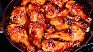 Honey Garlic Baked Chicken Drumsticks Recipe  Easy Baked Chicken Dinner [upl. by Annaigroeg]