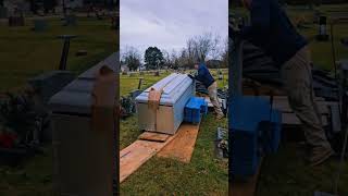 Setting a Graveside No Matter the Elements gravesite cemetery concrete burialvault funeral [upl. by Berky]