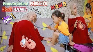 Zeline makan eskrim terus tiup mamah jadi ibu hamil melahirkan bayi lucu  Drama  Zeline vlog [upl. by Natloz70]