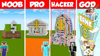 Minecraft SECURE BANK HOUSE BUILD CHALLENGE  NOOB vs PRO vs HACKER vs GOD  Animation [upl. by Airret]