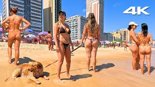 🇧🇷 4K Leblon Beach on a sunny Sunday Walking Tour  Brazil Beach Walk [upl. by Nevetse]