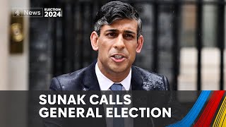 Election 2024 Drenched Rishi Sunak calls for vote in July [upl. by Lasky372]