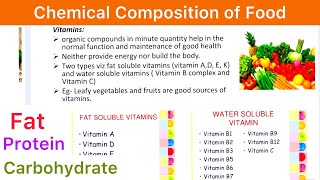 Chemical Composition of Food Fat Proteins Carbohydrate Mineral Vitamin  Food Chemical Composition [upl. by Greyso629]