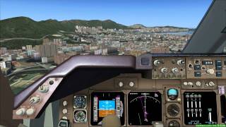 FSX PMDG 747 Landing  Hong Kong Kai Tak  香港 啟德 VHHX Cockpit view 1080p [upl. by Lou]