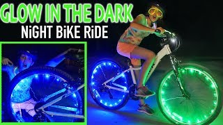 Glow In The Dark Night Bike Ride  BEST BIKE WHEEL LIGHTS  Kids Crafts [upl. by Rayburn]