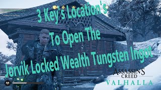 Assassin´s Creed Valhalla  How To Open  Jorvik Locked Wealth Tugsten Ingot Chest  3 key Location [upl. by Fong688]