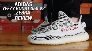 ADIDAS YEEZY 350 V2 ZEBRA REVIEW [upl. by Bostow]