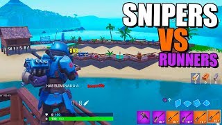 SNIPERS VS RUNNERS en la PLAYA  Minijuego FORTNITE [upl. by Luahs]