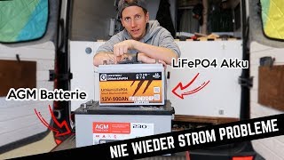 LiFePO4 Lithium Ionen Batterie vs AGM Batterie  Nie wieder Stromprobleme im Crafter Campervan [upl. by Hulen]