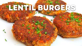 Vegan Lentil Burger Recipe  How To Make Lentil Burgers  The Best Lentil Recipe Ever [upl. by Riccio]