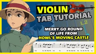 Merry go round of Life Violin Tutorial  Tab Tutorial  Sheet Music Violin  Tabs  Play Along [upl. by Doyle]