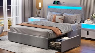 How to Install  Sikaic Queen Upholstered Platform LED Bed Frame [upl. by Wendel976]