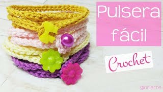 Pulsera súper fácil de ganchillo Super easy crochet bracelet [upl. by Nibur652]