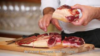 How to slice a Cinco Jotas Iberico Shoulder Ham [upl. by Odlanyer]