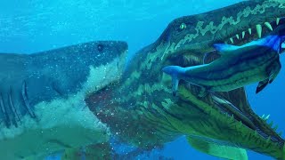 GREAT WHITE SHARK vs NEW PROGNATHODON  Feed and Grow Fish  Part 105  Pungence [upl. by Jesher]