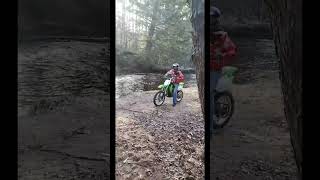 KX 100 LAUNCH 🔥🔥💨💨 kawasaki kx100 launch shorts fast river dirtbike [upl. by Airehs409]